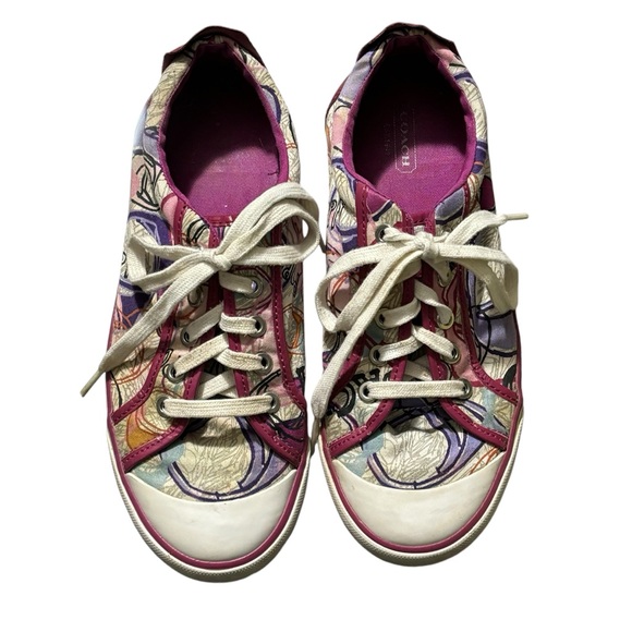 Coach multicolored graphic scribble Poppy Barrett low top sneakers. Women’s 8.5 - Picture 3 of 12